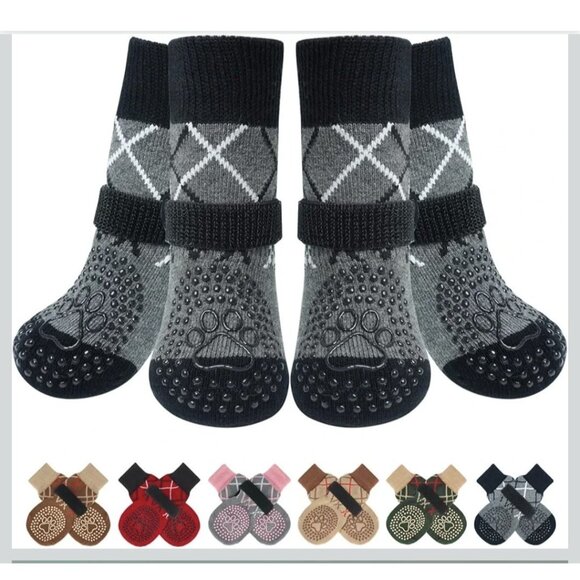 BEAUTYZOO 6PCS Dog Socks to Prevent Licking Paws for Cold Pavement, Winter S/M - Picture 1 of 5
